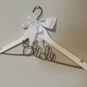 Bride Script Wire Hanger with White Bow